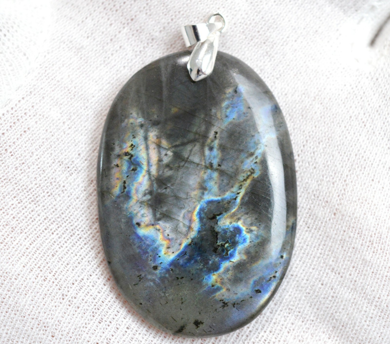 Labradorite pendentif cabochon pierre naturelle Madagascar 101 cts, minéral de collection DM96