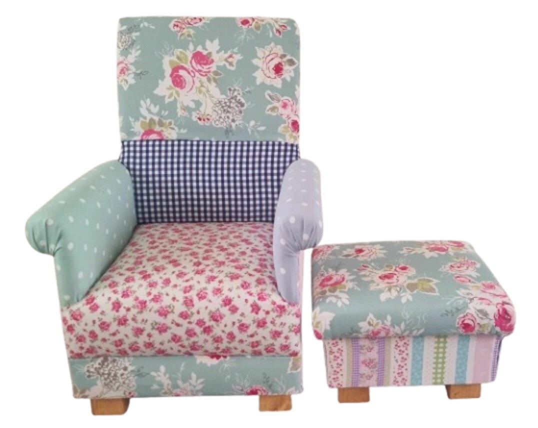 Children's Armchair Footstool Laura Ashley Clarke Fabrics