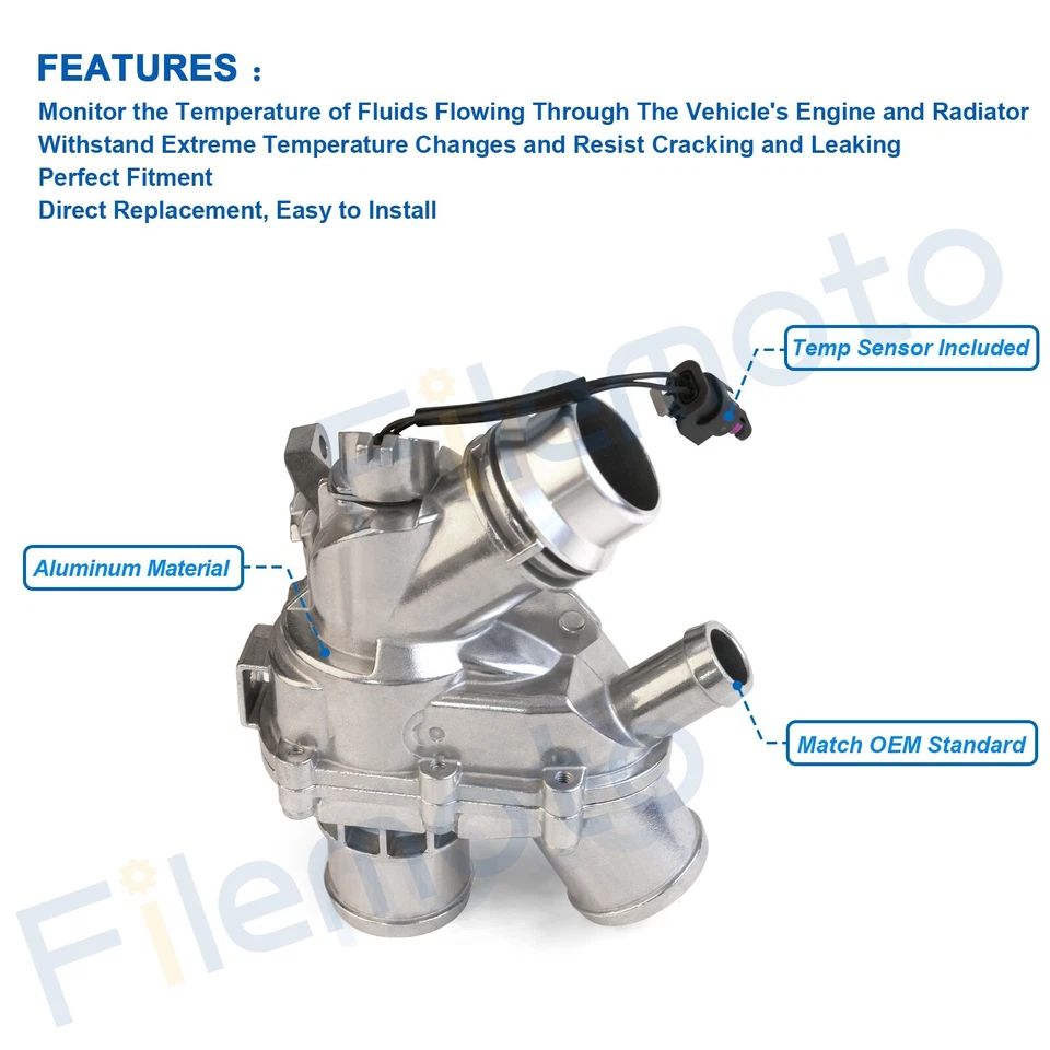 CONJUNTO DE CARCASA DE TERMOSTATO DE ALUMINIO PARA JAGUAR XF XJ TIPO F F-PACE LAND ROVER LR4 Foto 2 de 4