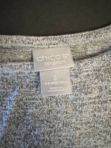 Chicos Zenergy Marmoriert Grau Schulterfrei Pullover Gr. Damen 2 (12/14) Plus - Bild 2 von 6