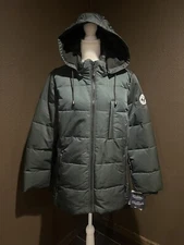 Arctic Expedition NWT Womens XL Moss Green Down Puffer Coat Hood Pockets Warm