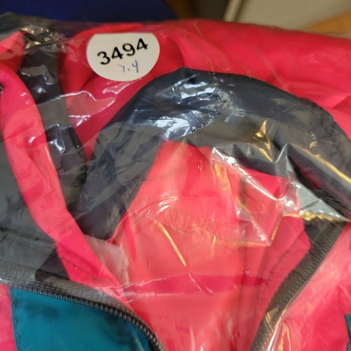 Vintage Nike Windbreaker Womens Large Neon Pink Blue Swish Logo 90's Half Zip - Picture 13 of 13