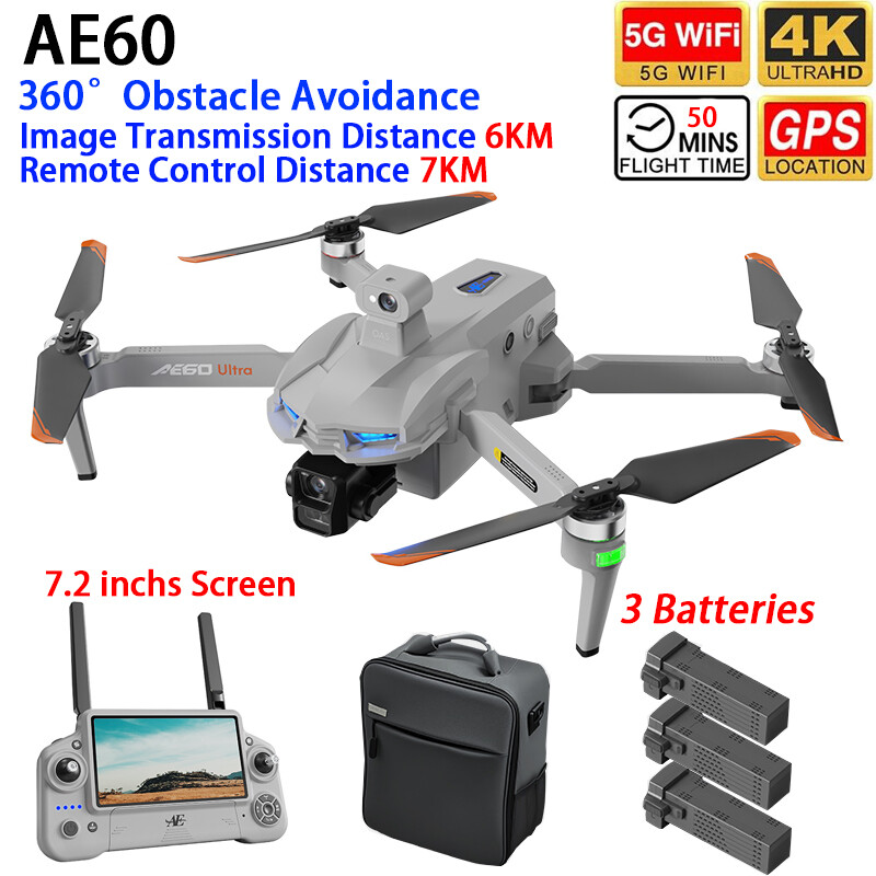 AE60 Drone GPS 7KM Touchscreen Control 3-axis Gimbal 4K HD