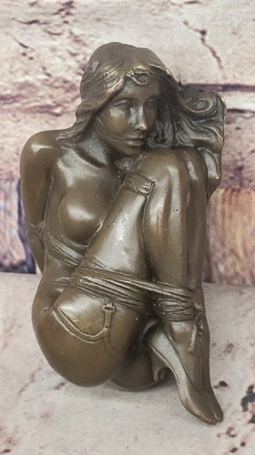Escultura erótica Art Deco bondage mujer desnuda bronce estatua estatuilla figura oferta - Imagen 6 de 10