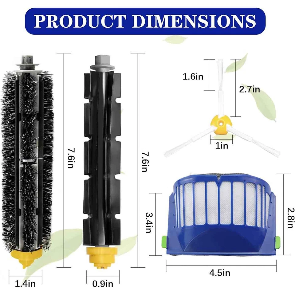 Kit de piezas de repuesto para cepillo de filtro de vacío iRobot Roomba 680 670 600 Series Foto 2 de 4