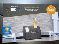 BOSTITCH KONNECT 3 PIECE DESKTOP  CABLE ORGANIZER 12  RAIL  KT-KIT1 BLACK,NEW