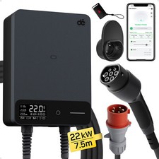 dé Typ 2 Wallbox 22kW mit APP und RFID, 6-32A 3-Phasen EV-Ladegerät 400V 7.5m