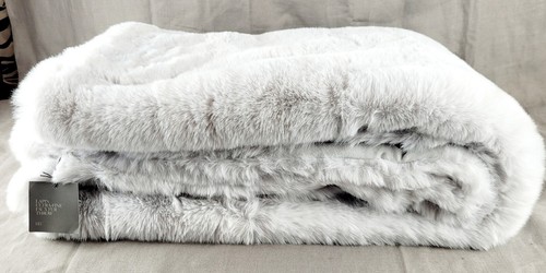 RH Lapin Ultra-Fine Faux Fur Throw Size 50x60 in Color Mist New W/O Tag - Picture 11 of 16