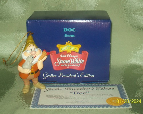 Disney's Grolier President's Edition DOC Ornament Snow White & 7 Dwarfs w/COA