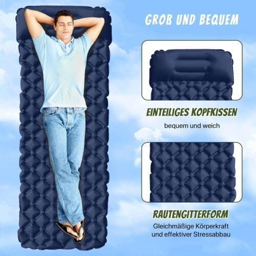 Luftmatratze Camping Isomatte Ultraleicht Matratze mit Kissen Reisen Blau B283 - Bild 3 von 9