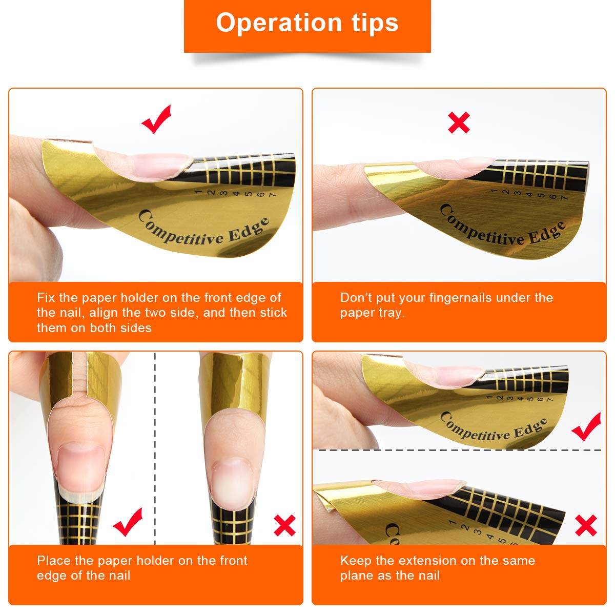 Gold Horseshoe Nail Forms, 200PCS Nail Extension Tips and UV Gel Guide