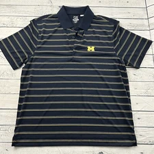 Michigan Wolverines Cutter & Buck Short Sleeve Striped Polo Shirt Men's Large 