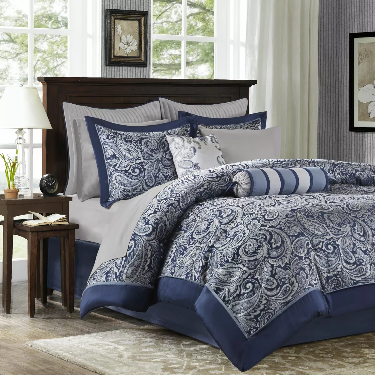 Blue bedroom set queen deals