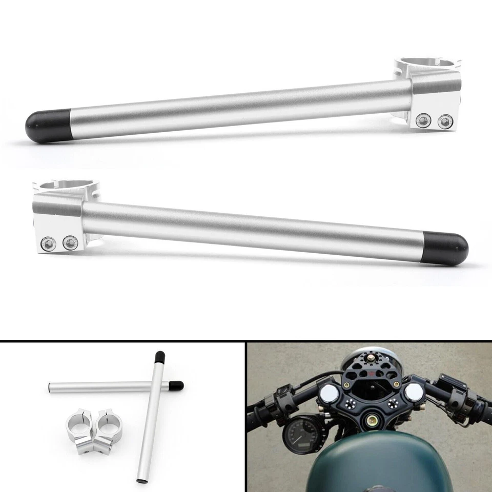 Universal Motoycycle Clip-On Handlebars For HONDA CBR250R CBR600F 37mm Silver S2 Foto 2 de 4