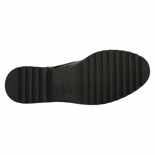 Ladies Clarks 'Griffin Mabel' Black Leather Lace Up Shoes - D Fit - Picture 10 of 12