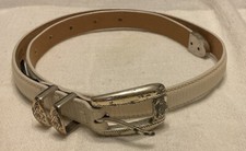 Vintage 90s Ivory Brighton Belt Sz S Fits 24-28 Croc Embossed Silver Hardware