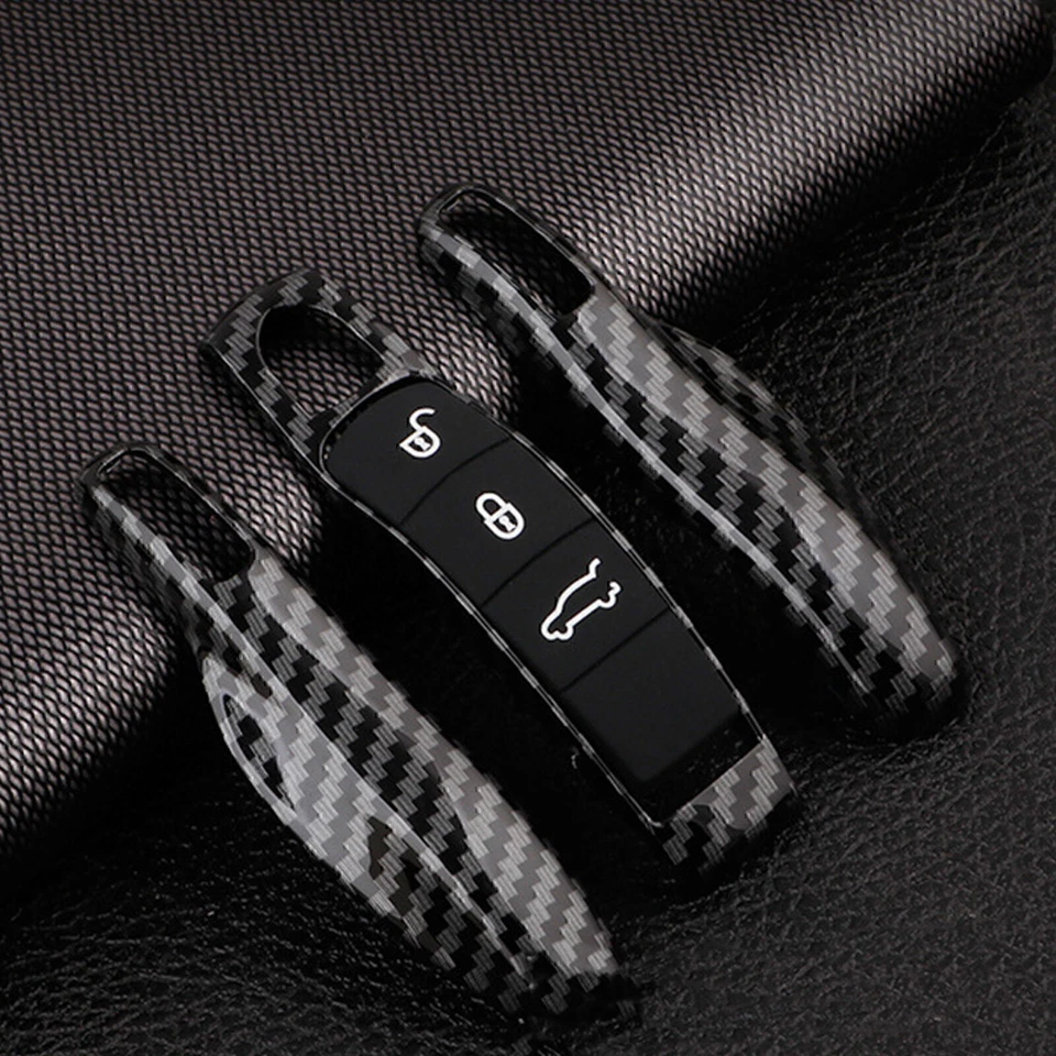 3Pcs Carbon Fiber Remote Key Cover Fob Fit For Porsche Panamera Cayenne Macan - Image 4 of 4