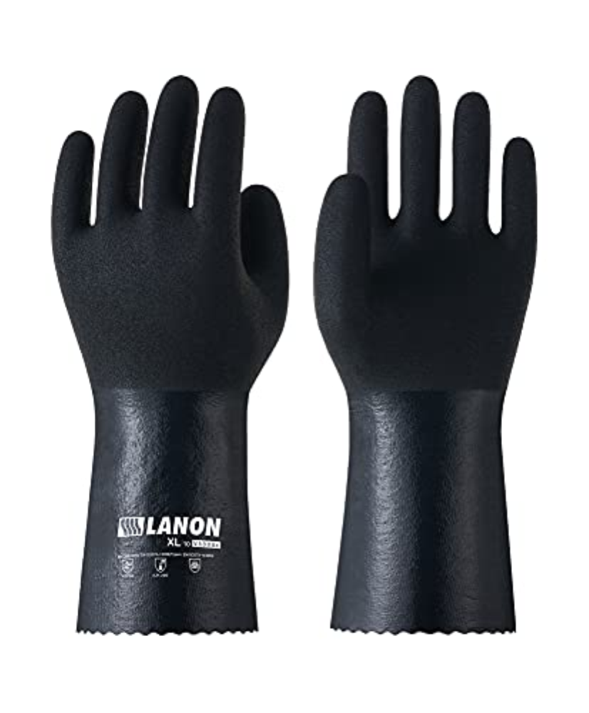 LANON Chemical-Resistant Nitrile Gloves, Reusable, Protective Gloves Chemicals,