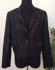 NWT Chico s Women s Black Bonded Lace Blazer Moto Jacket Size 1 Retail 139