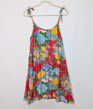 Vintage 70s Tori Richard sz M Aloha Bird Crane Tropical Floral Tank Mini Dress