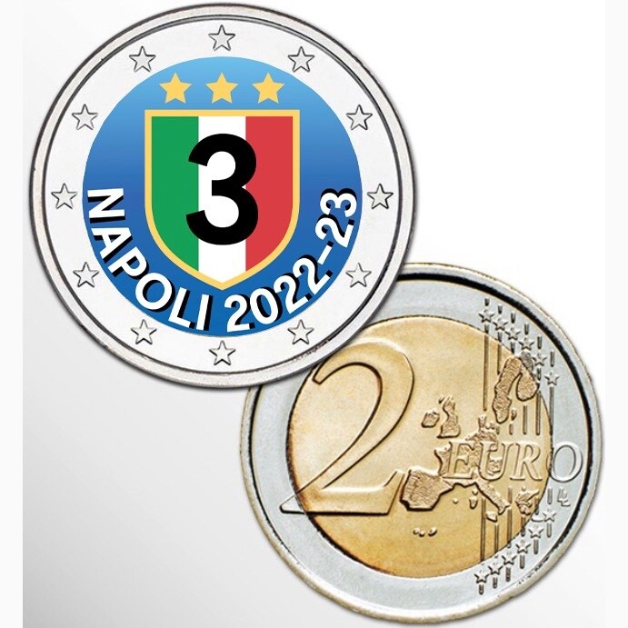 Pièce De 2 Euros Commémorative Napoli Campione D’Italia 3° Scudetto Colorée – Capsule Protectrice