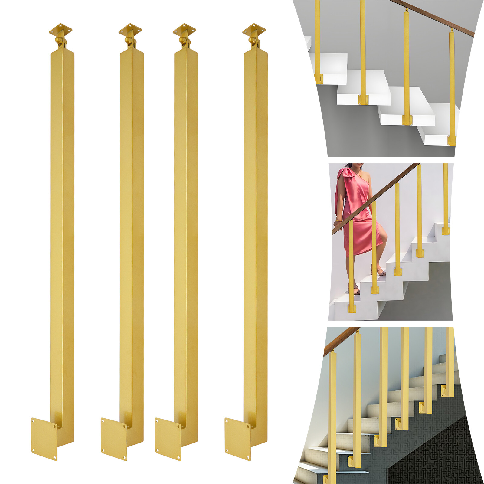 Square Metal Stair Baluster Posts - Decorative Railing for Stairs