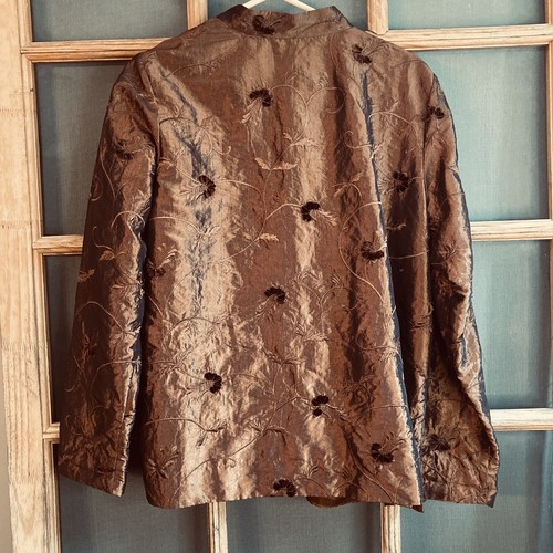 Chaqueta para mujer Laura Ashley, botones frontales ocultos, marrón brillante aspecto satinado talla L - Imagen 2 de 10