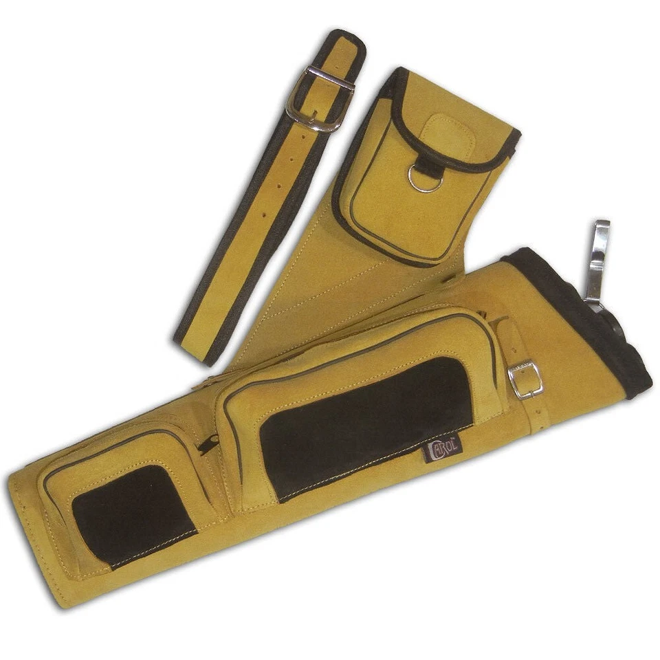 4 TUBES LEATHER RECURVE/COMPOUND/LONGBOW ARROW BAG SIDE/HIP/WAIST BELT QUIVER - Image 2 of 2