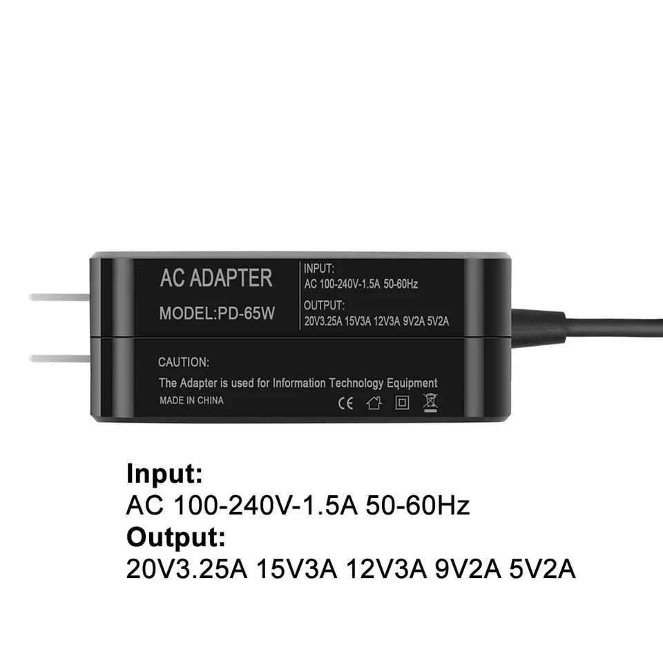 Cargador adaptador de CA USB-C 65W para Asus Transformer Book T303UA T303UA-DH54T T303u Foto 4 de 4