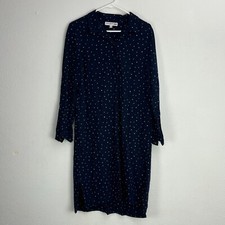 Ines De La Fressange by Uniqlo Navy Polka Dot Shirt Dress Size Small Long Sleeve
