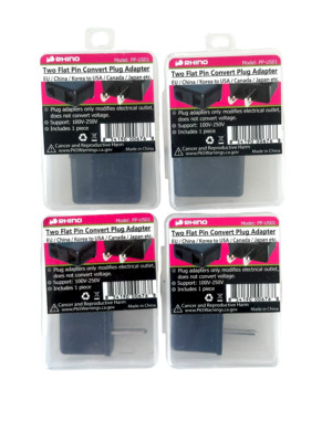 US PLUG ADAPTER TRAVEL POWER PLUG ADAPTER 2 Flat Pin EUROPE to US *LOT OF 4*