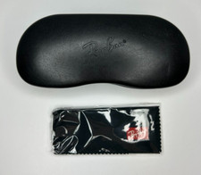 Ray Ban Womens Sunglasses Eyeglasses Hard Case, Black Leather w/ Cleaning Cloth