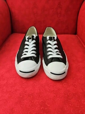 NICE🔥 Converse Jack Purcell JP OX Black Leather Fashion