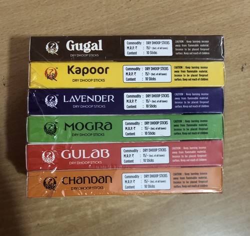 6 Box of 10 sticks- 60 Sticks Total, 6 Fragrances Dry Dhoop Incense Sticks F/S - Picture 8 of 8