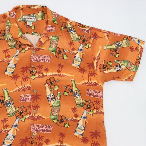 Authentic Big Dogs Mens Button Front Shirt Its Five O’clock Somewhere Large - Picture 3 of 12