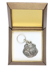 Griffon Bruxellois, Brussels Griffon I - Silver-plated pendant with a dog in a d