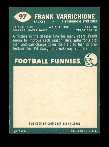 1960 Topps #97 Frank Varrichione NM - Imagen 2 de 2