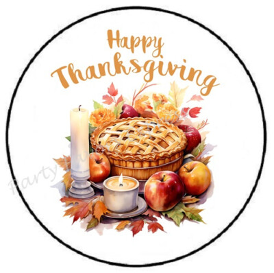 HAPPY THANKSGIVING PIE ENVELOPE SEALS LABELS STICKERS PARTY FAVORS