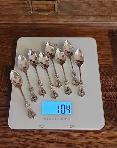 104 Grams Not Scrap Set of 8 Towle Old Colonial Sterling Silver Demitasse Spoons