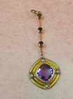 Edwardian Lavalier Pendant Yellow Gold Filled? Purple Stone And Seed Pearls — photo 2