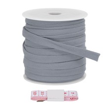 Flat Drawstring Cord 12mm x 22 Yd, Replacement Flat Rope with Ruler Dark Grey