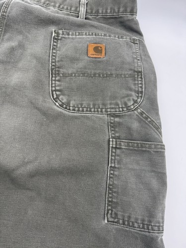 CARHARTT Pants Men's 40x36 Green Canvas Duck Carpenter Workwear ~B11MOS - Picture 13 of 14