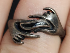 Sterling Silver  Black Onyx Handshake Ring Size 7