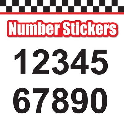 3 Digit 3pcs Race Car Sticker Single Number Decal Color Solid Arial