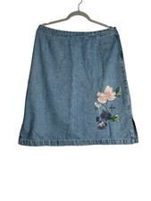 Vintage Y2k Christopher Banks Jean Skirt Womens sz 10 Blue, Embroidered Detail