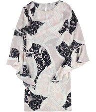 bar III Womens Ruffle-Sleeve Shift Dress, pink, S