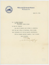 Will Hays Postmaster General Autographed Signed Letter AMCo COA 30790