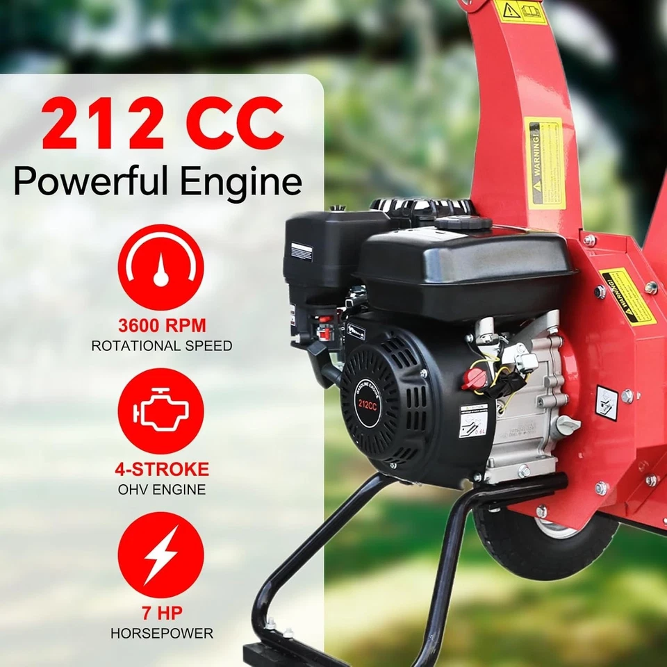 "Trituradora trituradora de madera 7 HP resistente a gas 3"" 212cc 4,1 kW" Foto 4 de 4