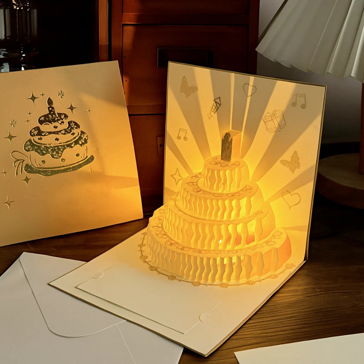 3D Pop Up Birthday Card With Music or Recording LED Lights & Envelope ...
