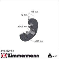2X Zimmermann 600.3220.52 Bremsscheibe FüR VW Seat Golf Passat Vento Corrado